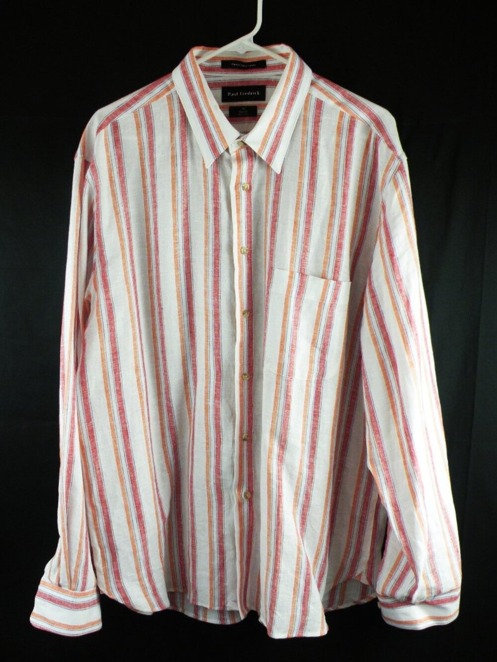 NWOT Paul Fredrick Long Sleeve Linen Stripe Slim Fit Shirt XL